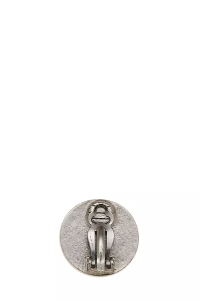 Gunmetal 'CC' Round Earrings, , large