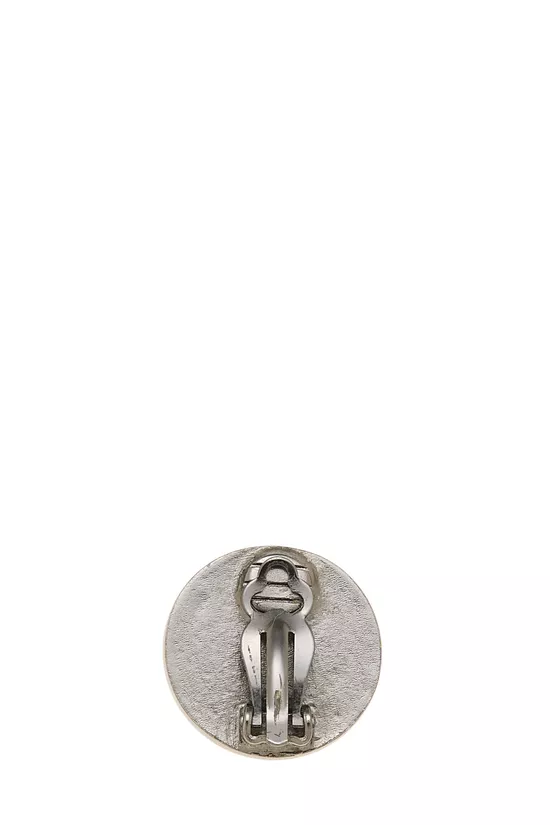 Gunmetal 'CC' Round Earrings, , large image number 1