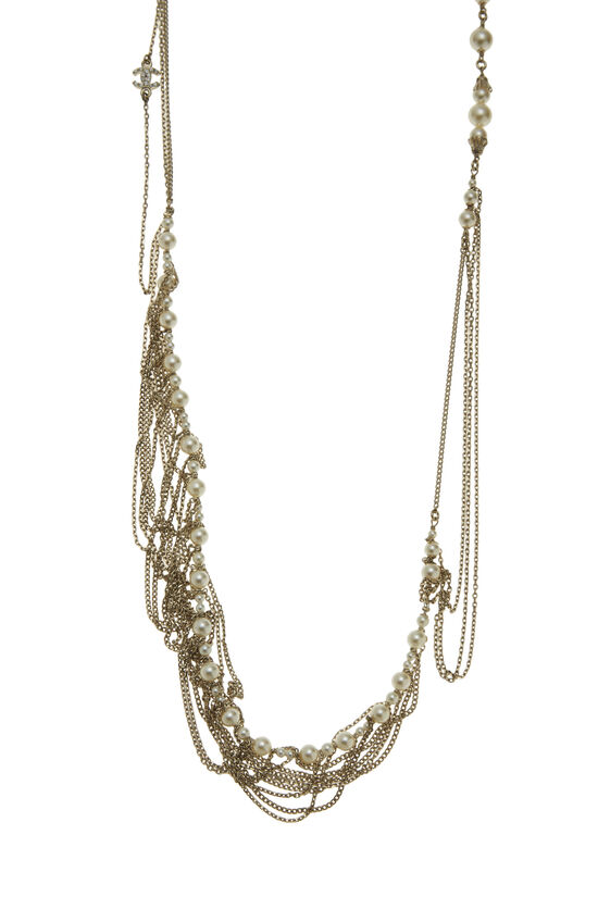 Faux Pearl Chain 'CC' Long Necklace, , large image number 2