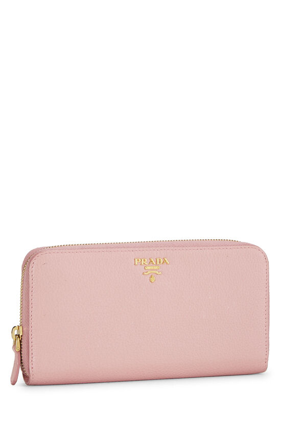 Pink Vitello Daino Zip Around Wallet, , large image number 1