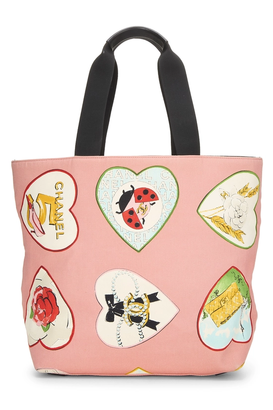 Pink Canvas Camellia Heart Tote, , large image number 0