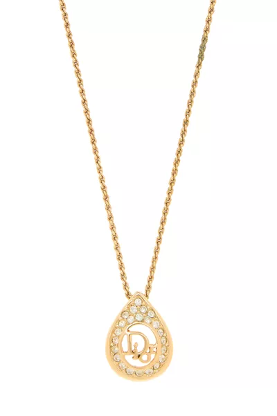 Gold & Crystal Logo Necklace, , large