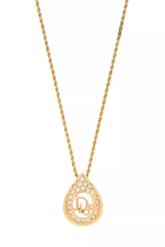 Gold & Crystal Logo Necklace, , large image number 1