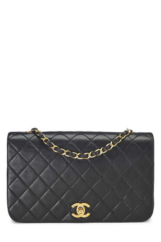 Chanel Vintage Full Flap Bag Quilted Lambskin Medium Black 21794055