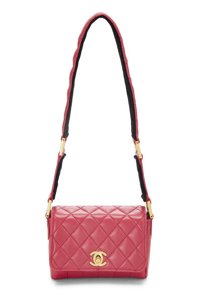 Pink Quilted Lambskin Shoulder Bag Micro