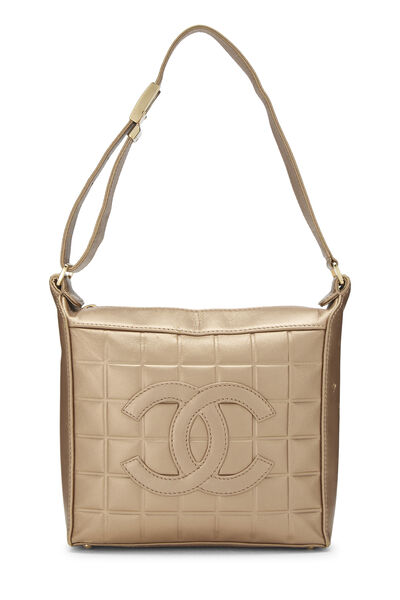 Gold Lambskin Chocolate Bar Shoulder Bag Mini