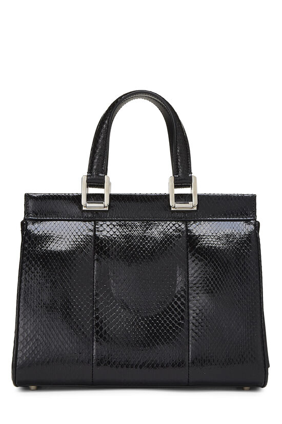 Black Snakeskin Leather Zumi Top Handle Handbag Small , , large image number 5