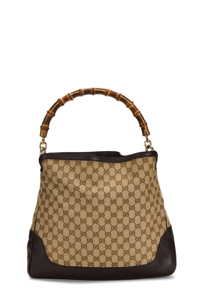 Gucci Brown Original GG Canvas Diana Bamboo Hobo Large