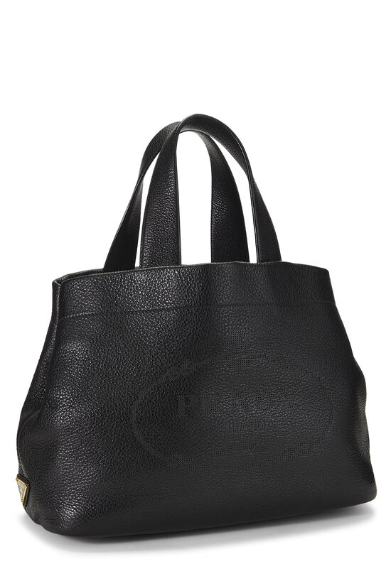 Black Vitello Daino Perforated Logo Handbag, , large image number 1