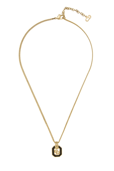 Gold 'CD' Plaque Pendant Necklace