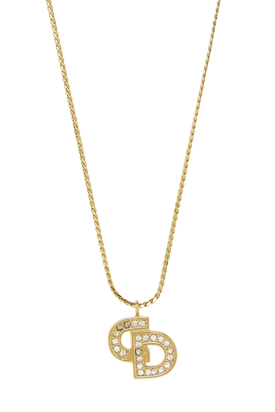 Gold Crystal CD Logo Necklace, , large image number 1