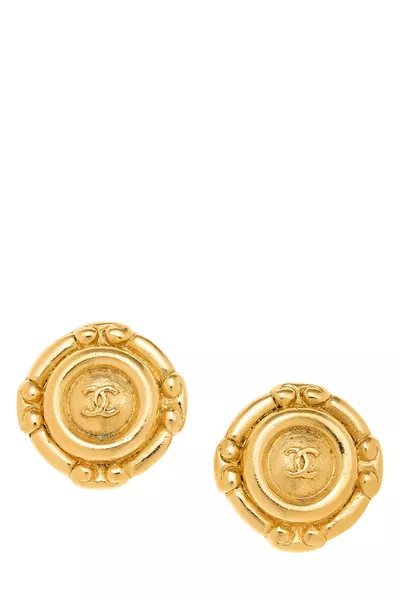 Gold Button Earrings