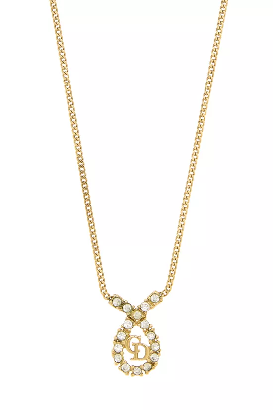 Gold Crystal Logo Necklace, , large image number 1