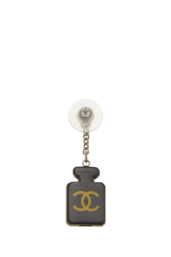 Chanel Silver & Black Ladies First Perfume Bottle Earrings Q6J4ZR00KB000