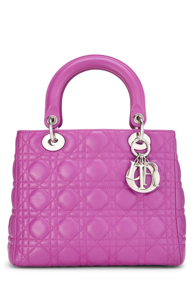 Purple Cannage Quilted Lambskin Lady Dior Medium