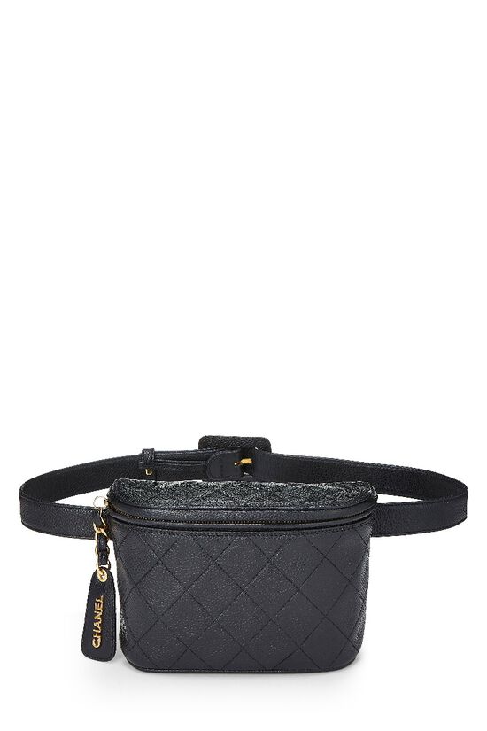 Black Quilted Caviar Belt Bag, , large image number 1