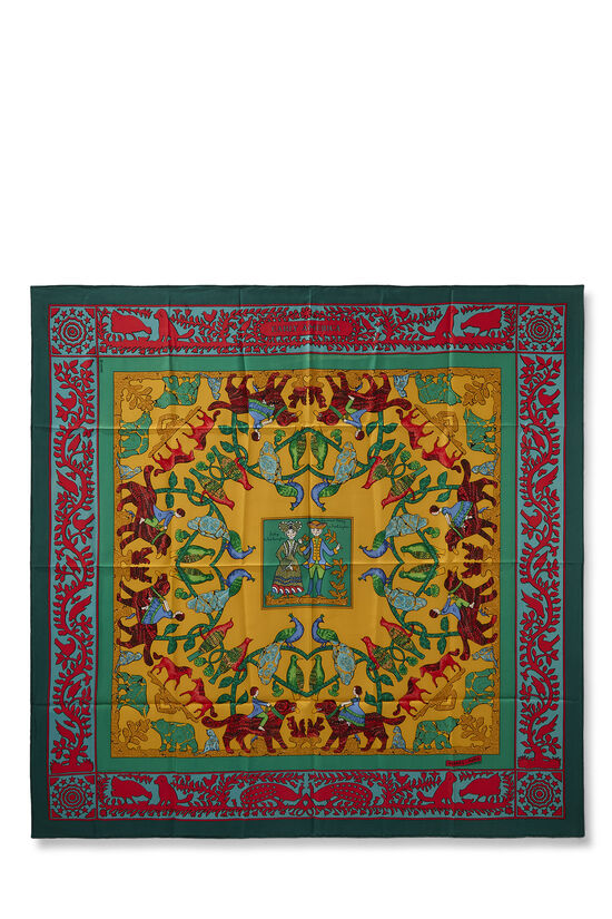 Green & Multicolor 'Early America' Silk Scarf 90, , large image number 0