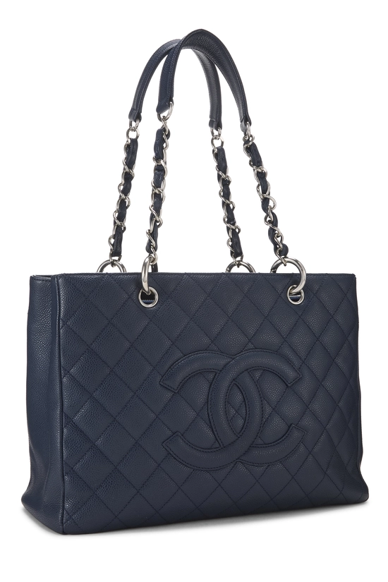 Navy Quilted Caviar Grand Shopping Tote (GST), , large image number 1