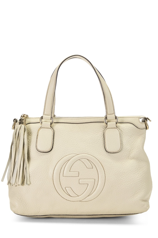 White Leather Soho Top Handle Tote, , large image number 0