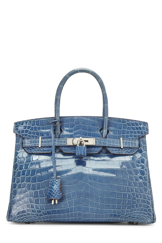 hermes blue crocodile bag
