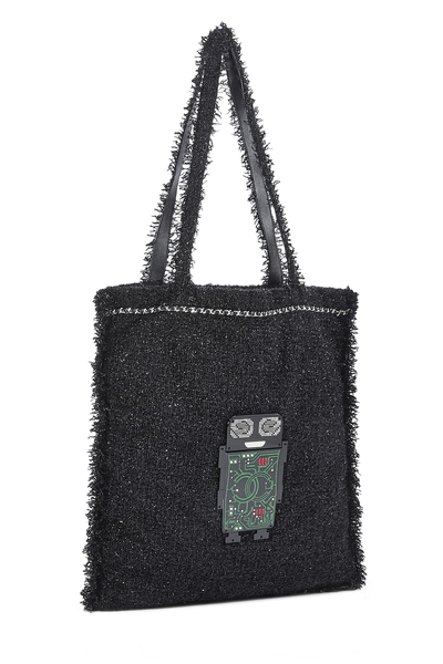 Chanel Black Tweed Robot Shopping Tote — photo 2