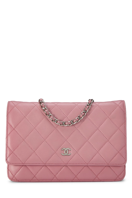 Pink Lambskin Classic Quilted Wallet on Chain (WOC), , large image number 0