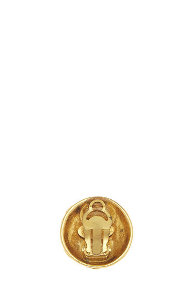 Gold Quilted 'CC' Round Earrings, , large