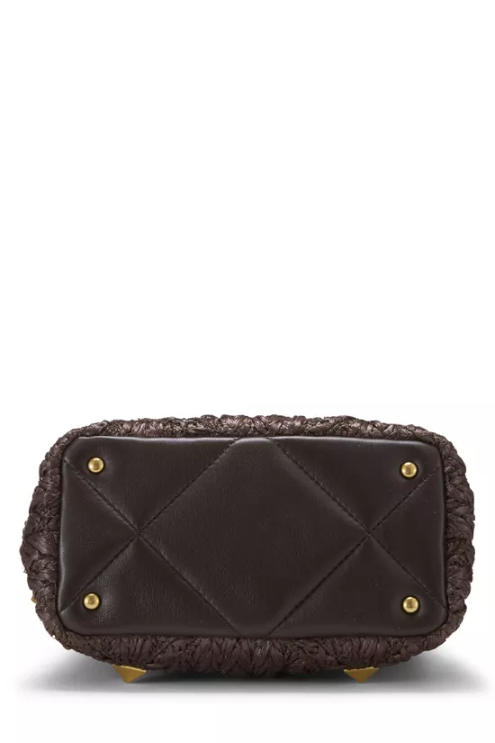 Brown Raffia Roman Stud Top Handle Bag Small, , large image number 5