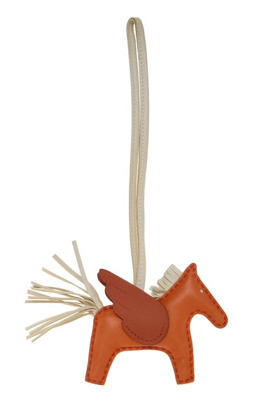 Orange, Nata and Terre Battue Milo Leather Rodeo Pegase Bag Charm TPM, , large