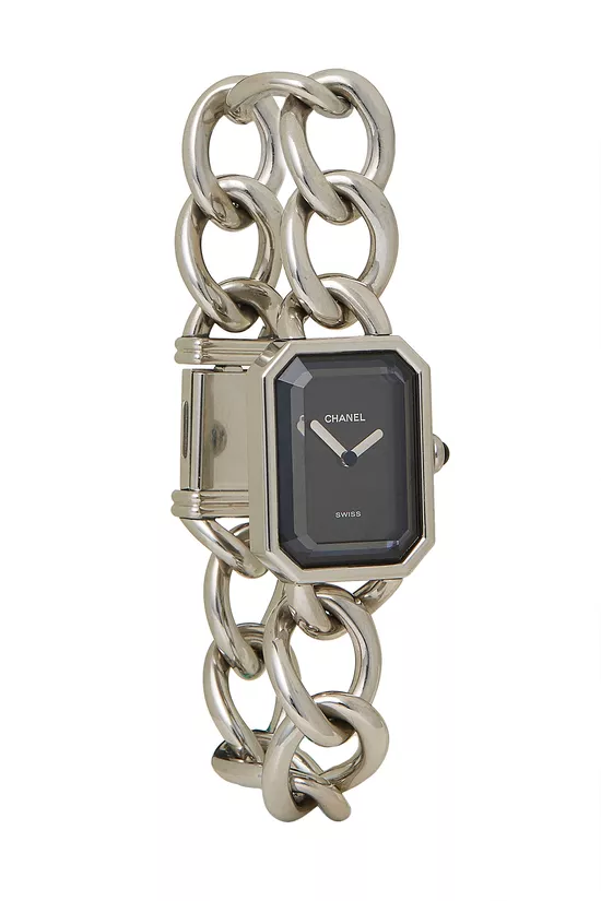 Black & Silver Premiere Gourmette Watch Large, , large image number 0