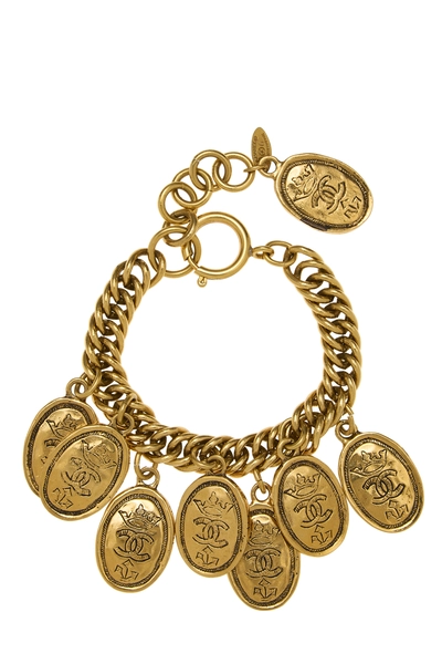 Gold Etched Crowns Bracelet