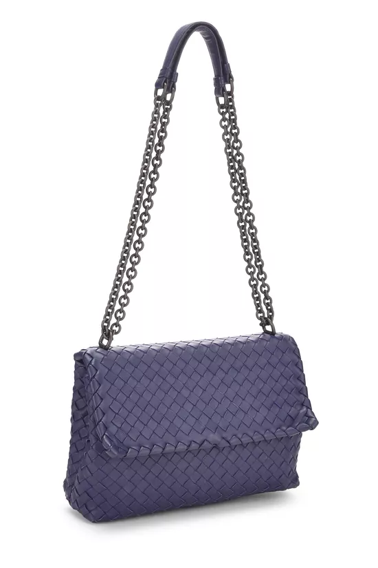 Purple Intrecciato Leather Olimpia Shoulder Bag Medium, , large image number 1