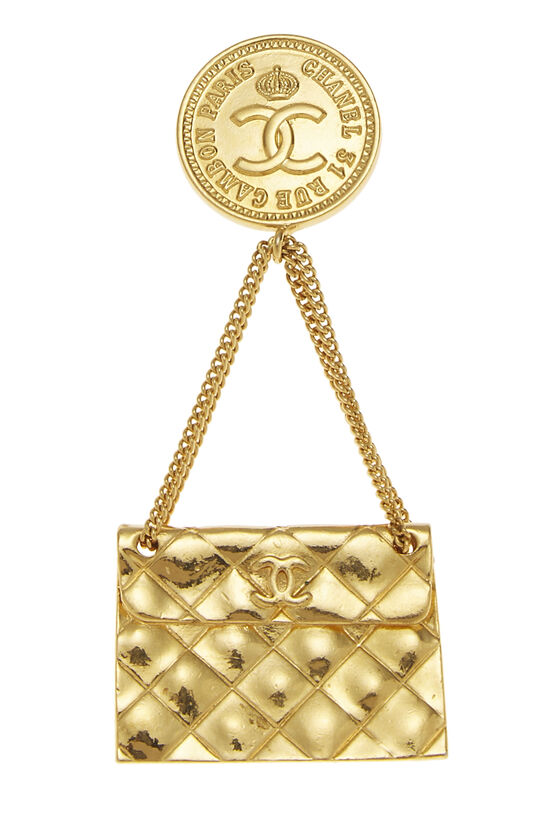 Gold Flap Bag Pin, , large image number 0