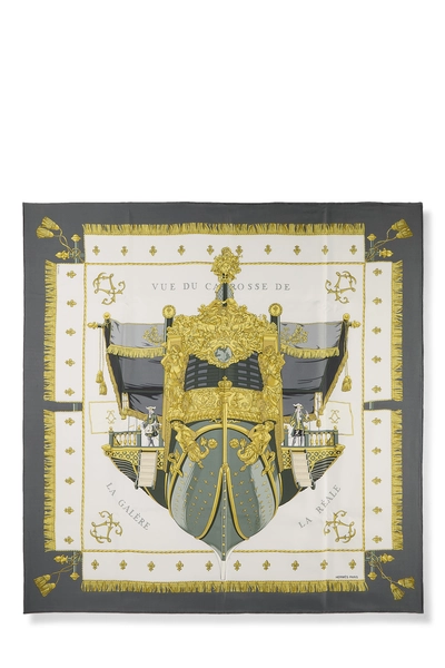Grey & Multicolor 'La Reale Vue du Carrosse de la Gal&egrave;re' Silk Scarf 90