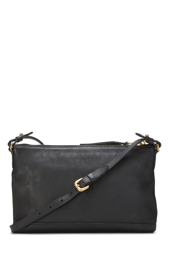 Black Vitello Daino Crossbody Bag, , large image number 3