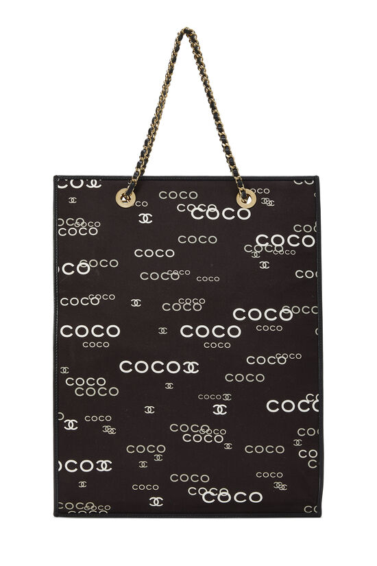 Black Coco Canvas Vertical Flat Tote, , large image number 1