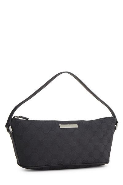 Black GG Canvas Boat Pochette, , large