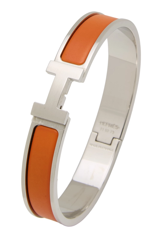 Orange Enamel Clic-Clac 'H' Bracelet Narrow GM, , large image number 0