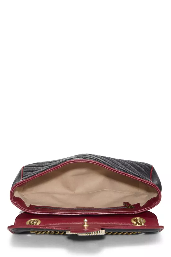 Black Leather Torchon GG Marmont Shoulder Bag Small, , large image number 5