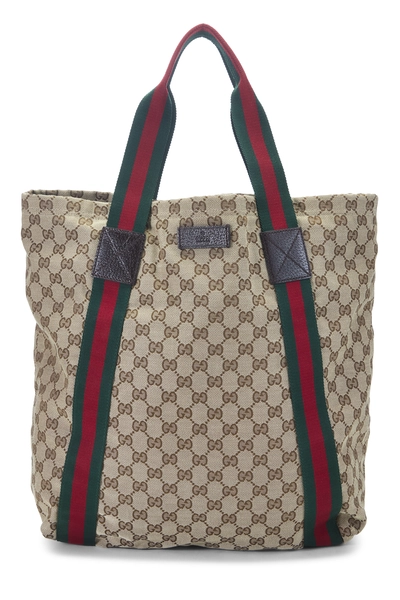 Gucci Original GG Canvas Flat Web Tote