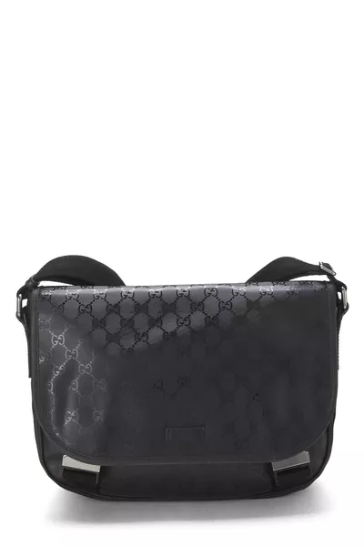 Black GG Imprime Buckle Flap Messenger