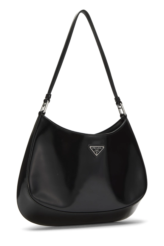 Black Spazzolato Leather Cleo Shoulder Bag, , large image number 1