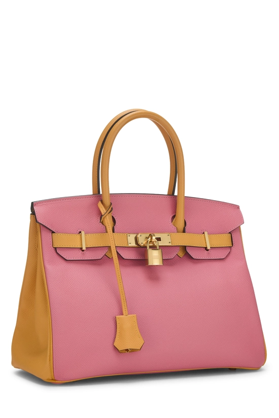 Rose Azalee & Juane d'or Epsom Horseshoe Birkin 30, , large image number 1