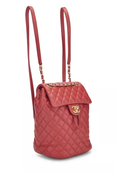 Red Quilted Lambskin Urban Spirit Backpack Small, , large