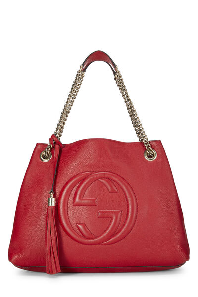 Red Leather Soho Chain Tote