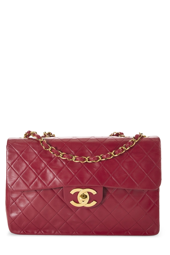 Red Quilted Lambskin Half Flap Maxi, , large image number 0