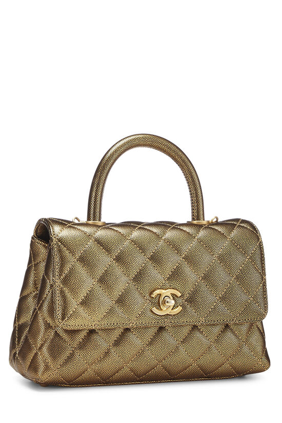 Chanel Gold Caviar Coco Handle Bag Medium Q6BFSJ0FD7000