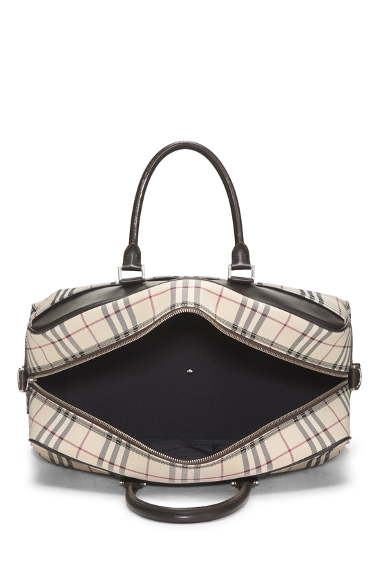 Brown Check Nylon Bowler Handbag Medium, , large image number 5