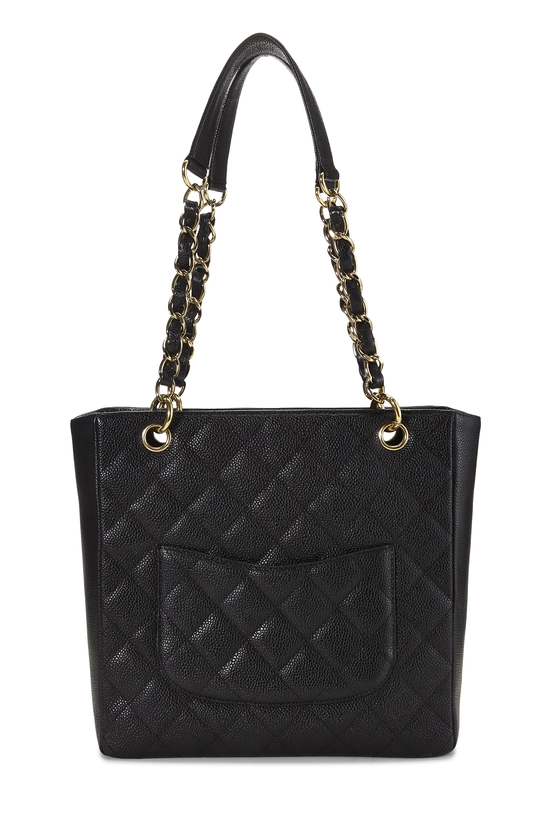 Black Quilted Caviar Petite Shopping Tote (PST), , large image number 3
