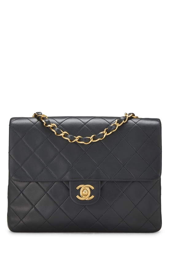 Black Quilted Lambskin Half Flap Small, , large image number 0